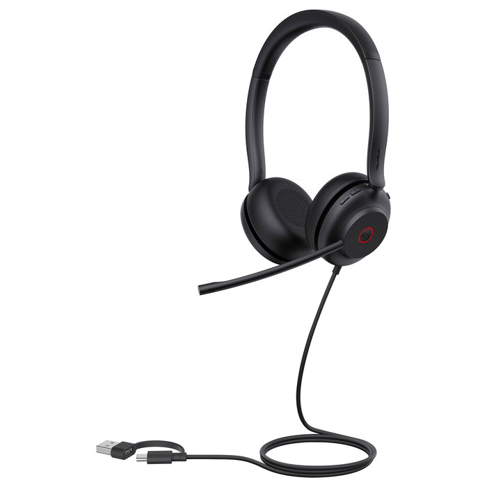 Yealink UH35 Dual Teams Auriculares Binaurales Alámbricos USB-C/A para Llamadas y Música, Color Negro