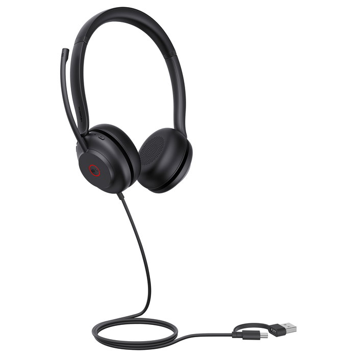 Yealink UH35 Dual Teams Auriculares Binaurales Alámbricos USB-C/A para Llamadas y Música, Color Negro
