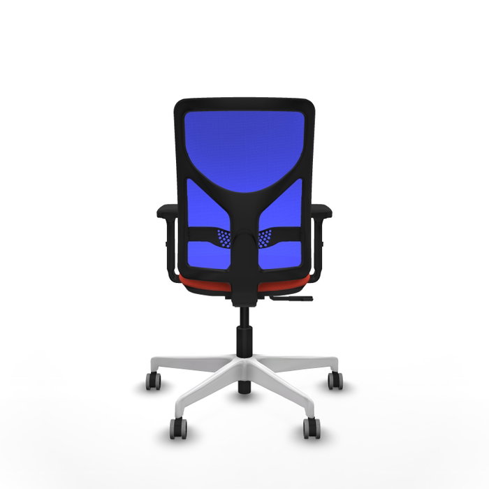 PIQUERAS Y CRESPO Silla de oficina Motilla con mecanismo Sincro, tela naranja oscuro y malla azul PIQUERAS Y CRESPO Silla de oficina Motilla con mecanismo Sincro, tela naranja oscuro y malla azul