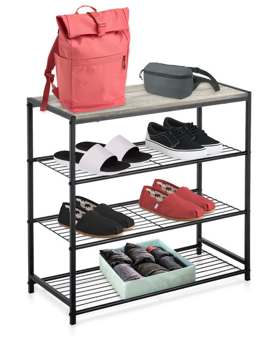 Confortime Estanteria 4 Niveles Metal-Madera Negra 32x65x8 cm (3 Unidades)