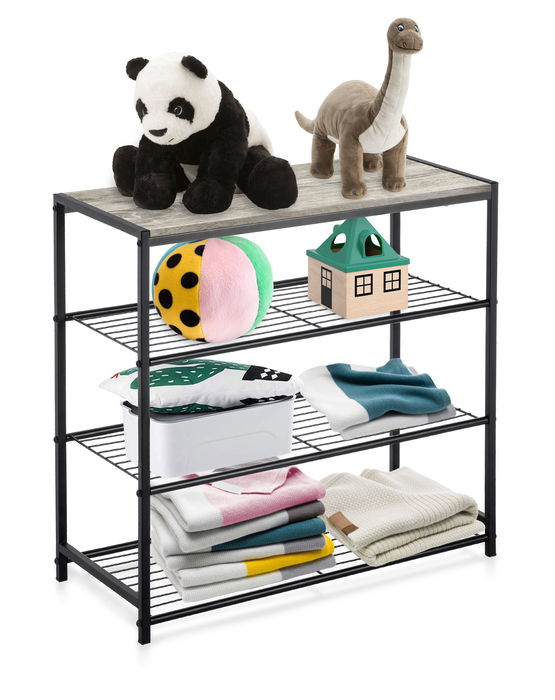 Confortime Estanteria 4 Niveles Metal-Madera Negra 32x65x8 cm (3 Unidades)