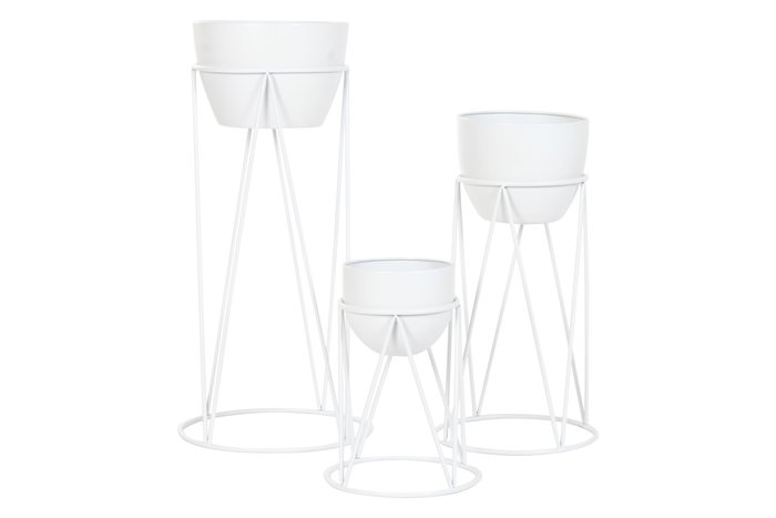 DKD Home Decor Macetero Urban Blanco Set de 3 38 x 80 x 38 cm