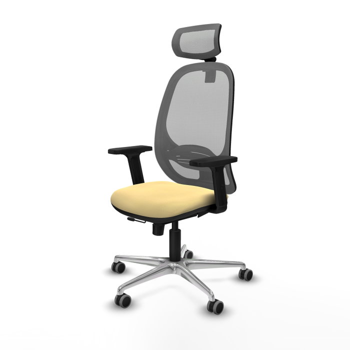 PIQUERAS Y CRESPO Silla de oficina Cilanco con mecanismo Sincro/Traslack, Similpiel Crema y Malla Gris