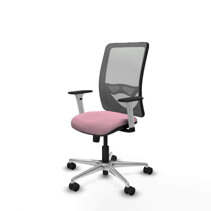 PIQUERAS Y CRESPO Silla de oficina Zulema con mecanismo Sincro, Tela Rosa y Malla Gris