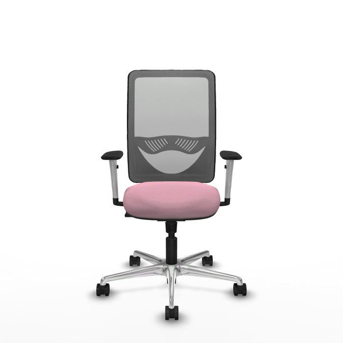 PIQUERAS Y CRESPO Silla de oficina Zulema con mecanismo Sincro, Tela Rosa y Malla Gris