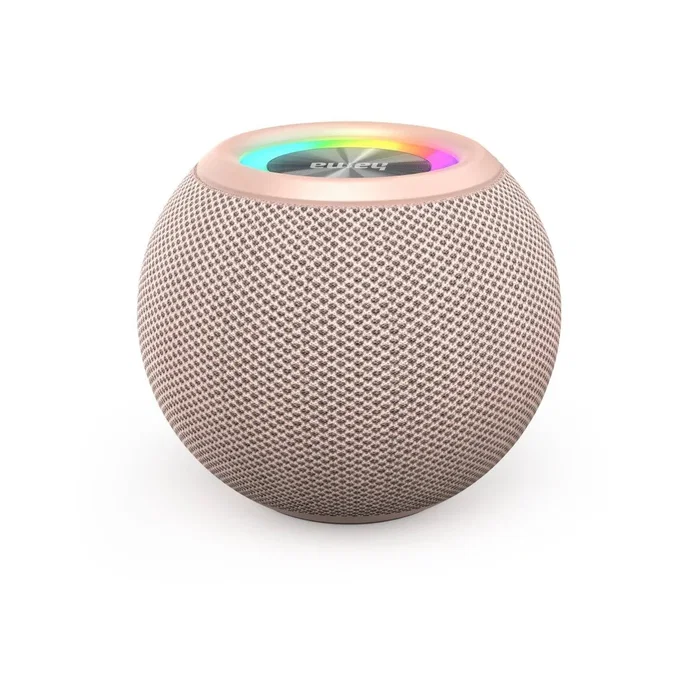 Hama 00188240 Altavoz Bluetooth Portátil Esférico (Ball Shape) - 5W, TWS, Batería 10h, Luz LED, Manos Libres, Color Rosa - Conexión AUX/USB-C/MicroSD