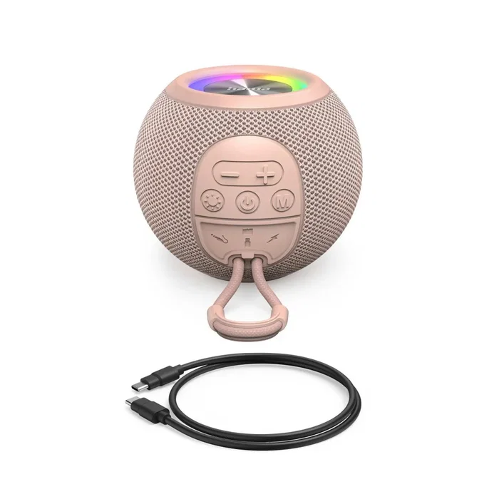 Hama 00188240 Altavoz Bluetooth Portátil Esférico (Ball Shape) - 5W, TWS, Batería 10h, Luz LED, Manos Libres, Color Rosa - Conexión AUX/USB-C/MicroSD