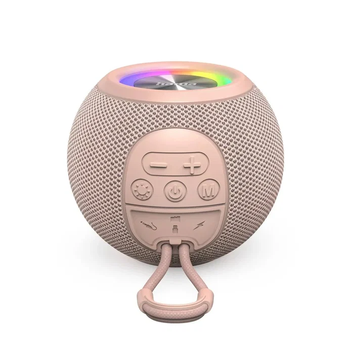 Hama 00188240 Altavoz Bluetooth Portátil Esférico (Ball Shape) - 5W, TWS, Batería 10h, Luz LED, Manos Libres, Color Rosa - Conexión AUX/USB-C/MicroSD