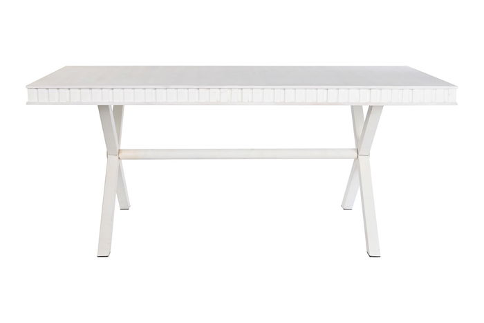 DKD Home Decor Mesa Comedor Moderno Blanco Dorado 90 x 76 x 180 cm