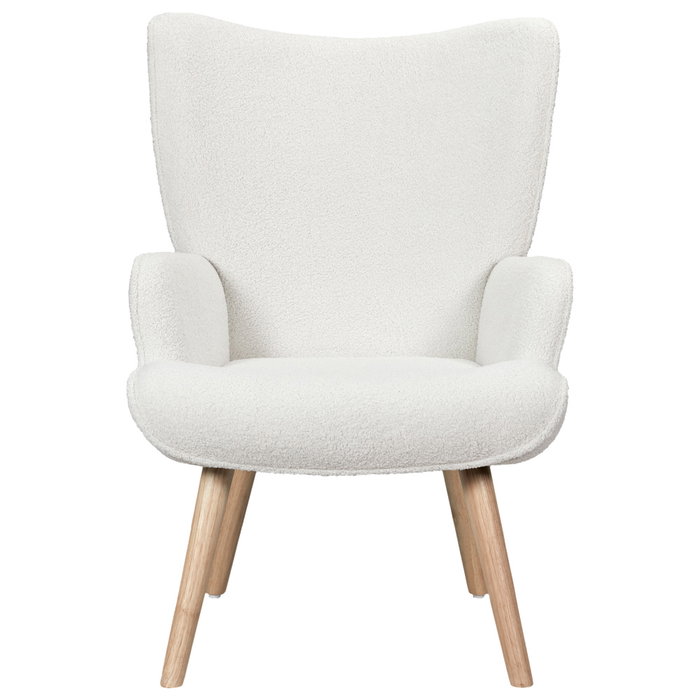 Home Deco Factory Sillón Rizo Rhea Blanco - Sillón Tapizado en Poliéster, Estructura de Madera y Hierro, Medidas 68x75x96 cm