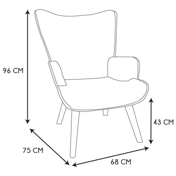 Home Deco Factory Sillón Rizo Rhea Blanco - Sillón Tapizado en Poliéster, Estructura de Madera y Hierro, Medidas 68x75x96 cm