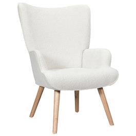 Home Deco Factory Sillón Rizo Rhea Blanco - Sillón Tapizado en Poliéster, Estructura de Madera y Hierro, Medidas 68x75x96 cm