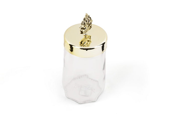 Hermia PLTN112 Set de 6 Cajas de Almacenaje de Cristal Transparente y Dorado 9x9x20 cm 700 cc Hermia PLTN112 Set de 6 Cajas de Almacenaje de Cristal Transparente y Dorado 9x9x20 cm 700 cc