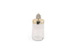 Hermia PLTN112 Set de 6 Cajas de Almacenaje de Cristal Transparente y Dorado 9x9x20 cm 700 cc