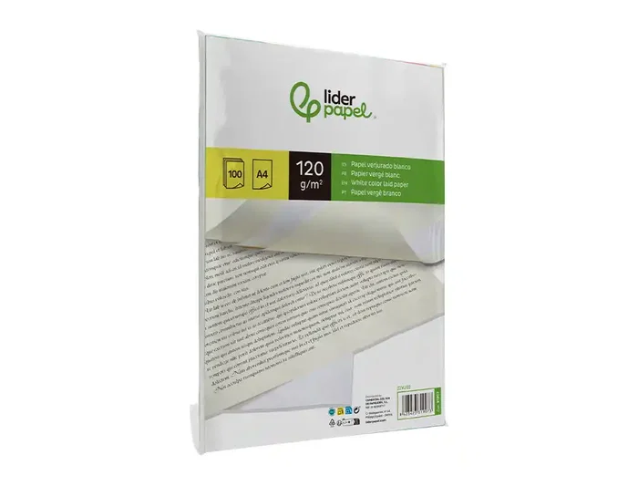 Liderpapel Papel Verjurado A4 120g/m² Blanco Paquete 100 Hojas