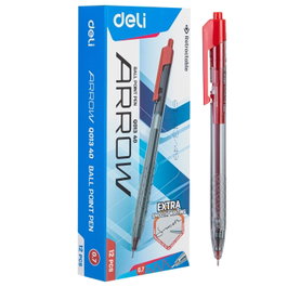 Deli Bolígrafo Retráctil Arrow Punta Fina 0,7 mm Rojo