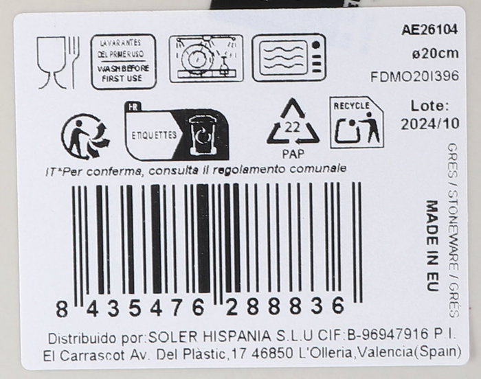 La Mediterranea Plato Postre Aelia Ø20 cm Monaco Brillo (12 Unidades)