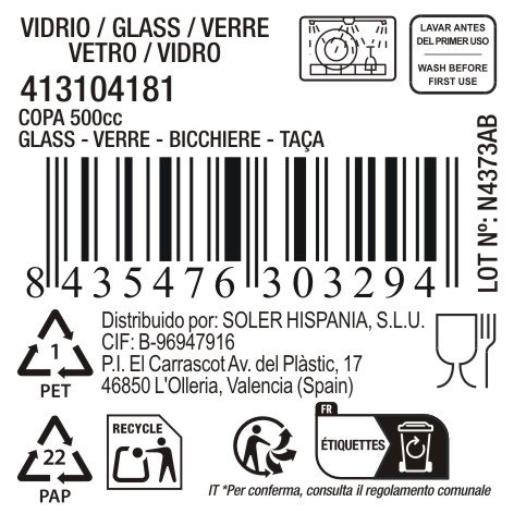 La Mediterranea Copa Auriss Viso 500cc, Pack de 16 unidades