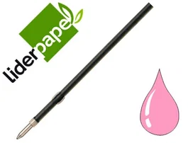 Liderpapel Recambio Bolígrafo Gummy Touch Retráctil 1,0 mm Tinta Rosa Bolsa de 10 Unidades