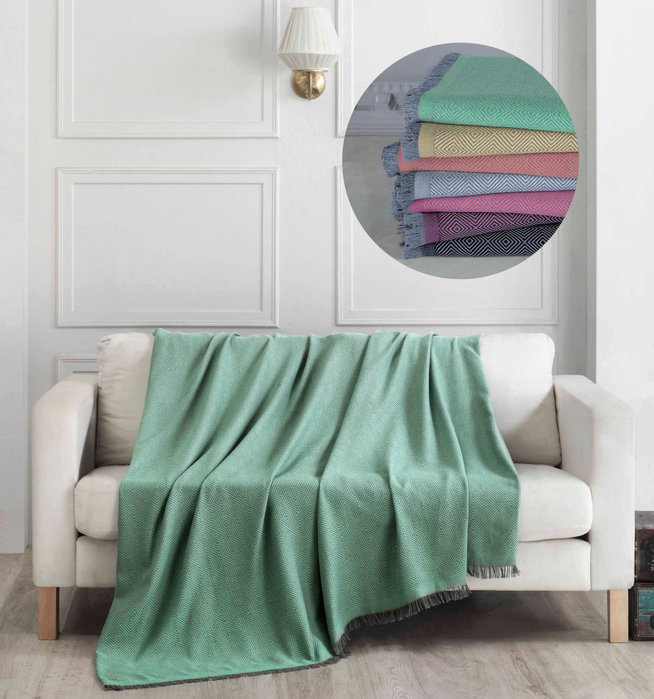 L'essentiel linge de maison Funda de Sofá Elite - Green Verde 175 x 230 cm 100% Algodón para Salón