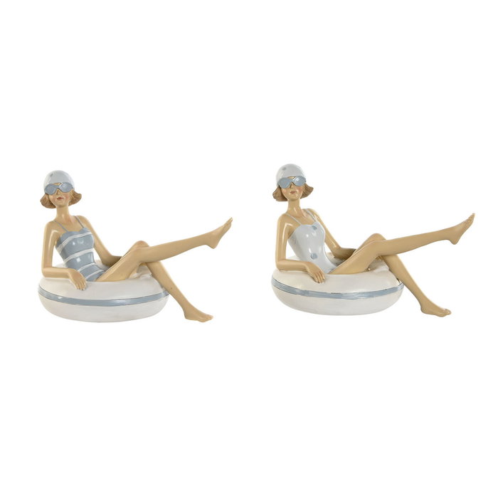 DKD Home Decor Figura de Bañista Flotante en Resina, Surtido de 2 Unidades