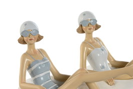 DKD Home Decor Figura Bañista Flotante Azul Celeste Blanco Resina 10 x 10.5 x 17.5 cm (2 Unidades)