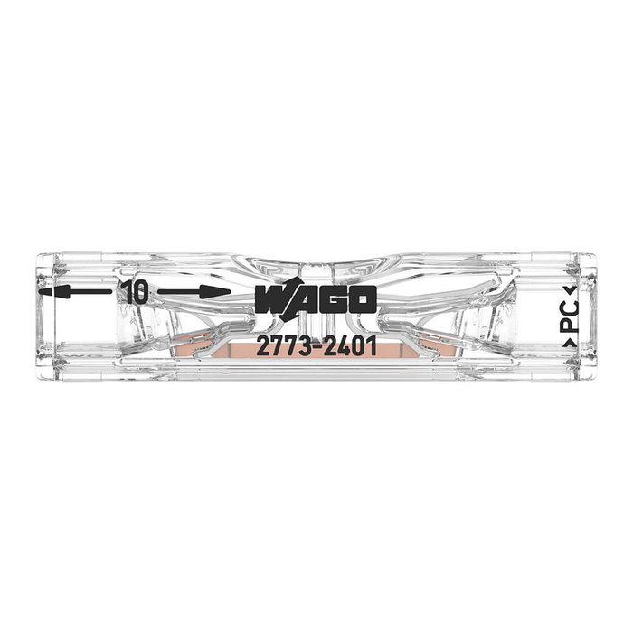 WAGO 2773-2401 Conector de paso para 2 conductores, máx. 4 mm², transparente WAGO 2773-2401 Conector de paso para 2 conductores, máx. 4 mm², transparente