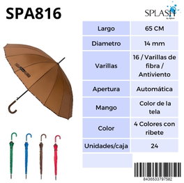 SPLASH BY AVANT Paraguas Splash Sra largo 16v antiviento liso+cuad