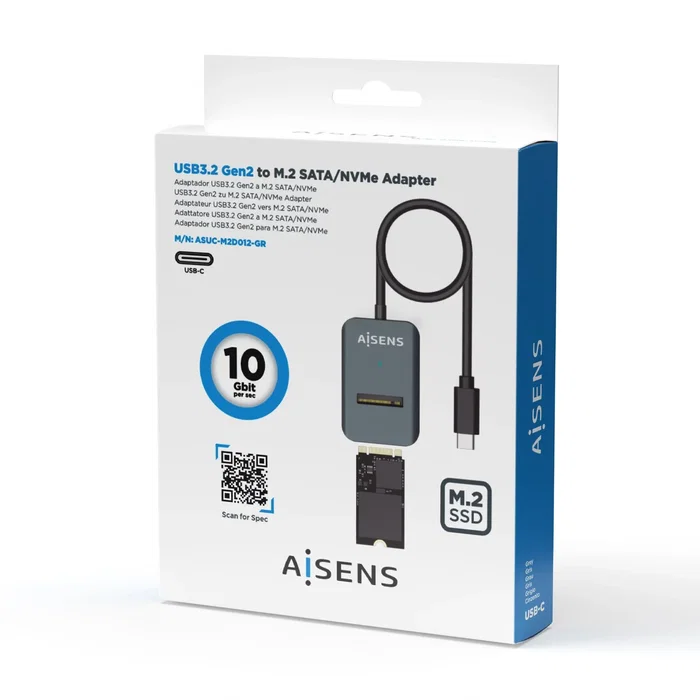 Aisens Dock USB-C para SSD M.2 SATA/NVMe ASUC-M2D012-GR Gris Aisens Dock USB-C para SSD M.2 SATA/NVMe ASUC-M2D012-GR Gris
