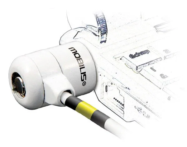 Mobilis Corporate Key - Cable Antirrobo de Acero con Llave, Longitud 1.8 m, Color Blanco, Incluye 2 Llaves