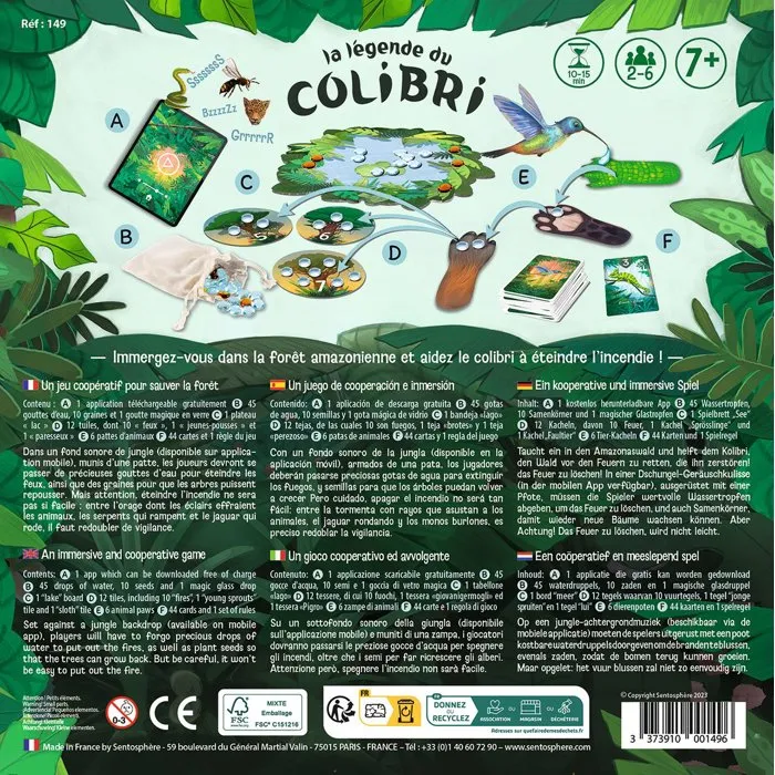 Sentosphere AAAZF96648 La Leyenda del Colibrí - Juego de Mesa Cooperativo para Salvar el Bosque, Destreza y Reflejos, a Partir de 7 Años