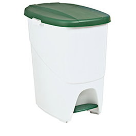 PEDALBIN Cubo de Basura con Pedal 25 Litros Verde 42 cm de Alto, 27x40 cm - Cubo de Plástico para Cocina