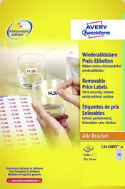 Etiquetas De Precios Avery Adh.Removible A4 Blanca Caja 25H 26X16 Mm 2.550 Uds.(L3410Rev)