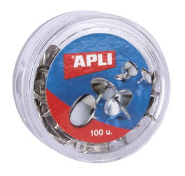 Apli Chinchetas Niqueladas Caja 100 Ud - Pack 16 Cajas
