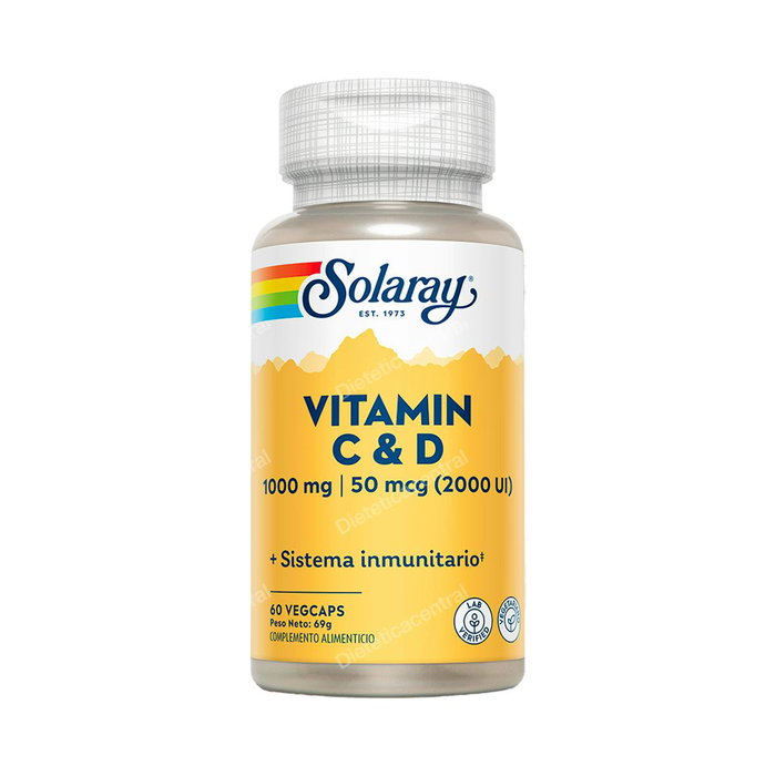 SOLARAY Vitamina C 1000mg + Vitamina D 2000UI 60 Cápsulas