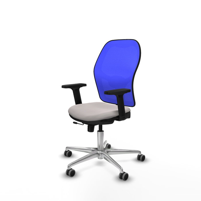 PIQUERAS Y CRESPO Silla de oficina Jorquera con mecanismo Sincro/Traslack, Azul y Blanco
