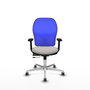 PIQUERAS Y CRESPO Silla de oficina Jorquera con mecanismo Sincro/Traslack, Azul y Blanco