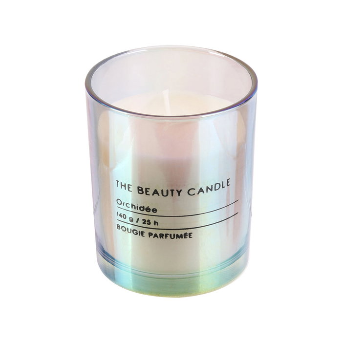 Home Deco Factory Vela Perfumada Beauty Candle Vidrio Iridescente Aromas Surtidos Cera 140g 25h 6.8x8.3cm