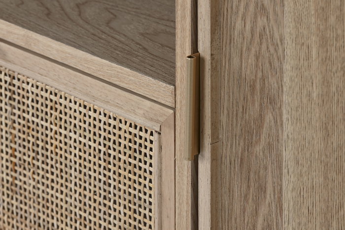 DKD Home Decor Mueble TV Tropical Ratan y Abeto Natural 126 x 40 x 60 cm