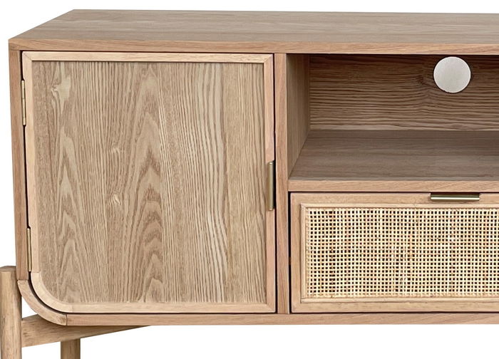 DKD Home Decor Mueble TV Tropical Ratan y Abeto Natural 126 x 40 x 60 cm