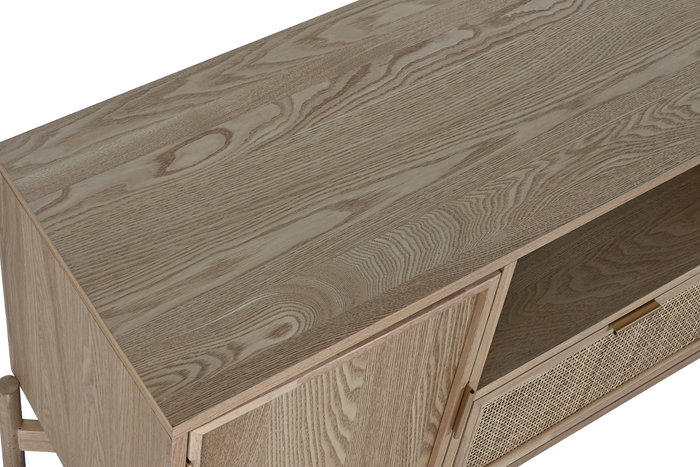 DKD Home Decor Mueble TV Tropical Ratan y Abeto Natural 126 x 40 x 60 cm