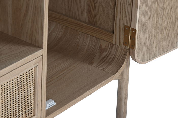 DKD Home Decor Mueble TV Tropical Ratan y Abeto Natural 126 x 40 x 60 cm