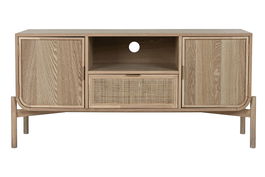DKD Home Decor Mueble TV Tropical Ratan y Abeto Natural 126 x 40 x 60 cm