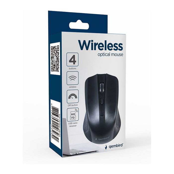 Gembird MUSW-4B-04 Ratón Óptico Inalámbrico 1600 DPI Negro