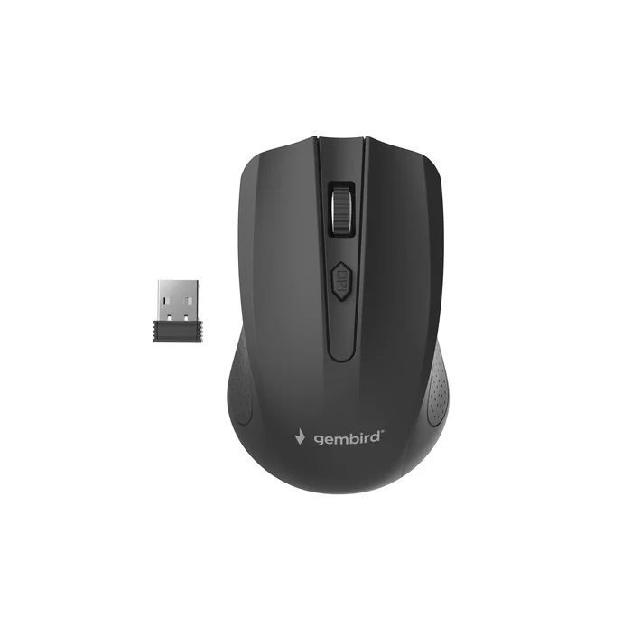 Gembird MUSW-4B-04 Ratón Óptico Inalámbrico Ambidextro para Oficina, 4 Botones, 1600 DPI, Negro, RF 2.4GHz con Nanorreceptor USB