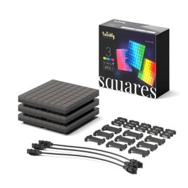 Twinkly Squares - Luz de Pared Inteligente, Efectos de Iluminación LED RGB, Control por App, Negro, Wi-Fi/Bluetooth