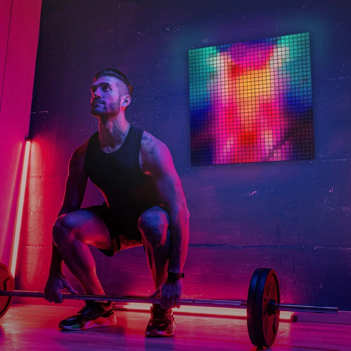 Twinkly Squares Extension Kit - Kit de iluminación LED inteligente Wi-Fi/Bluetooth, Negro, 64 LEDs, Control por voz con Alexa, Google Assistant y HomeKit