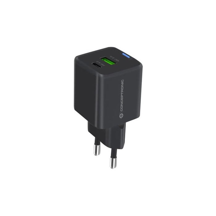 Conceptronic Althea15B Cargador de Pared USB 20 W Negro - Cargador Rápido Universal con 2 Puertos