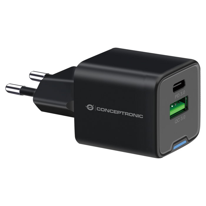 Conceptronic ALTHEA15B Cargador GaN de 20W con 2 Puertos (USB-C y USB-A) Conceptronic ALTHEA15B Cargador GaN de 20W con 2 Puertos (USB-C y USB-A)