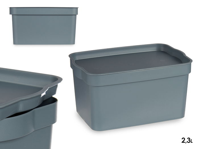 Kipit Caja Plástico con Tapa 2,3L Gris 13.5x11x20 cm (Set de 24) Kipit Caja Plástico con Tapa 2,3L Gris 13.5x11x20 cm (Set de 24)